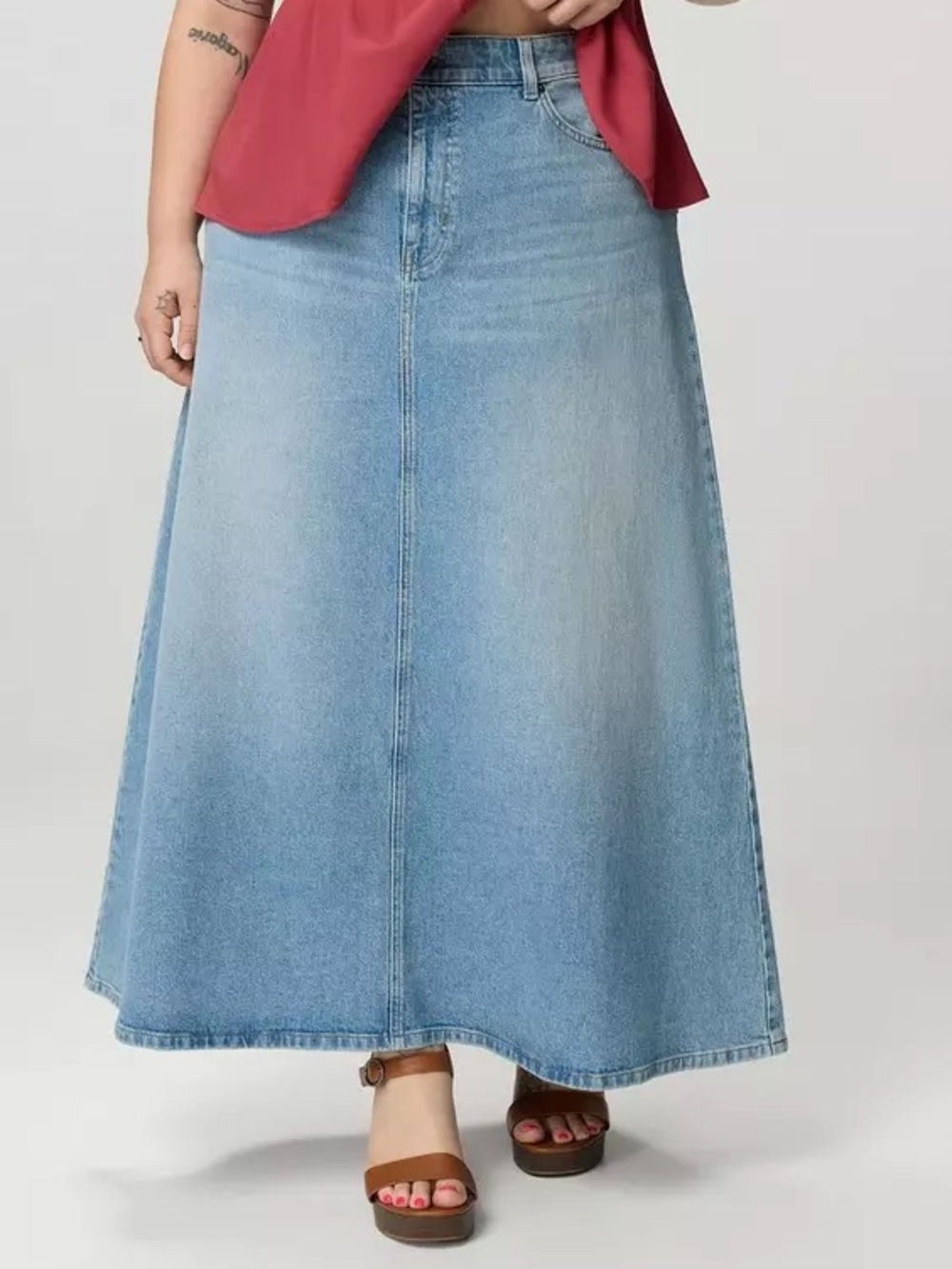 torrid Light Blue Denim A-Line Maxi skirt